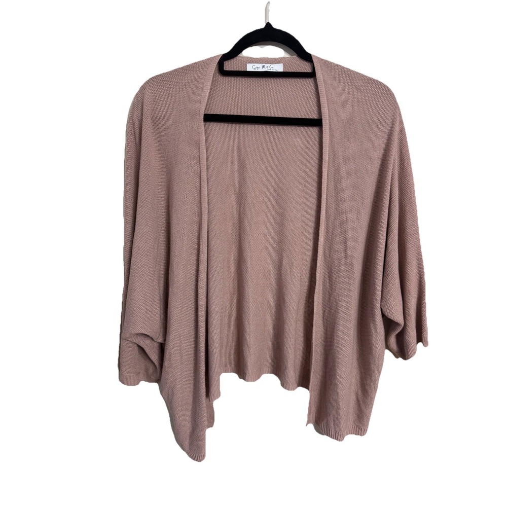 Gigi Moda Flowy Silk Woman's One Pink Pull On Cardigan Made In Italy